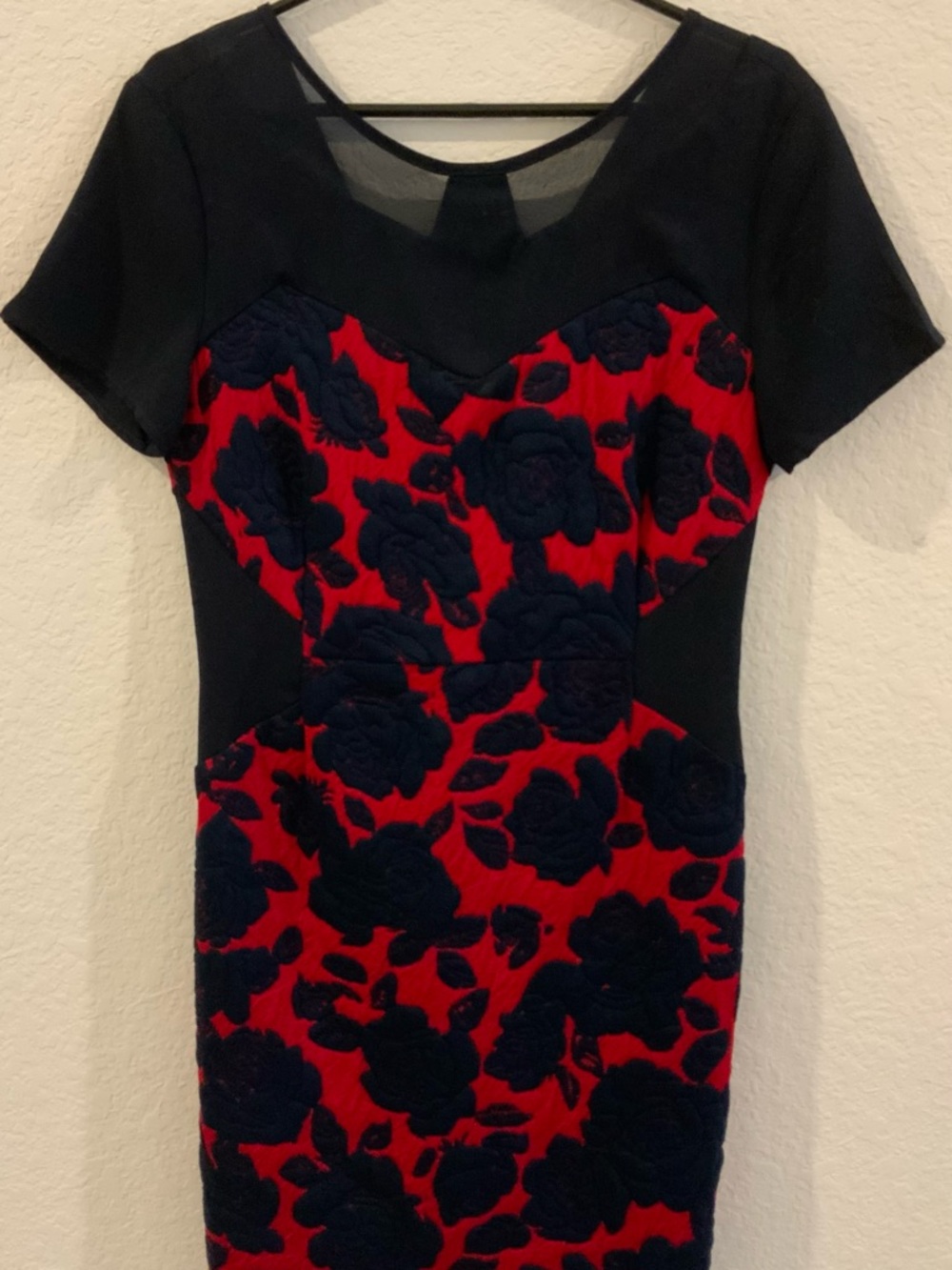 Maeve Women’s Navy Red Floral Dress Size M | Cotton Blend Short Sleeve
